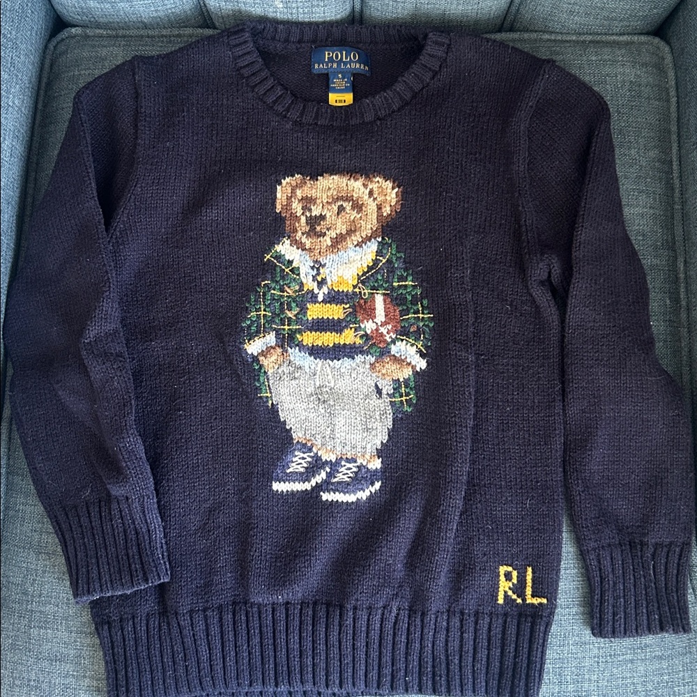 Polo by Ralph Lauren Boys Navy Sweater with Bear Motif